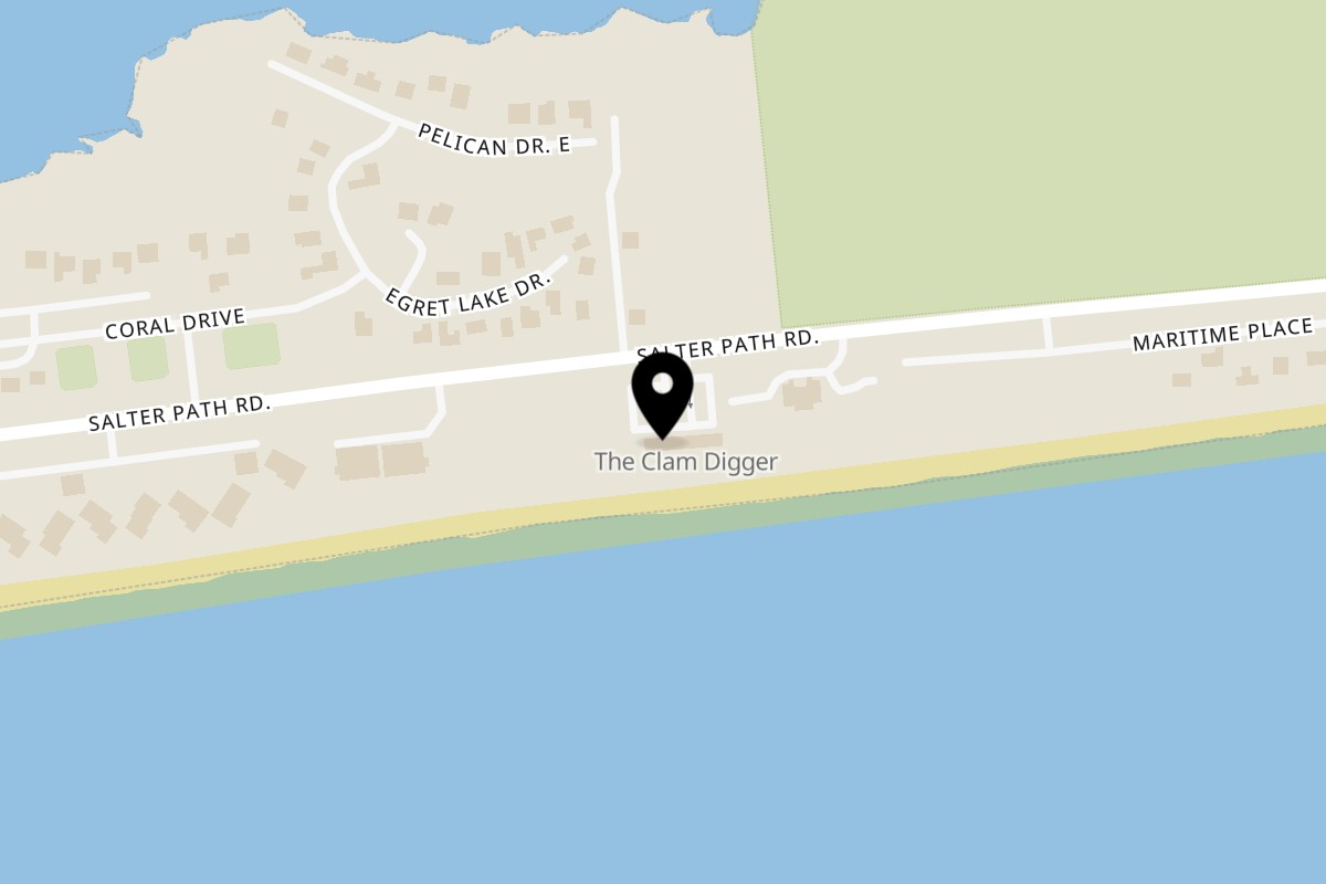 Map showing the location of Rising Tide Coastal Fare & Surfside Bar on 511 Salter Path Rd in Pine Knoll Shores